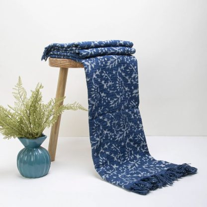 Indigo Vine Tassel Woven Throw Blanket - Image 6