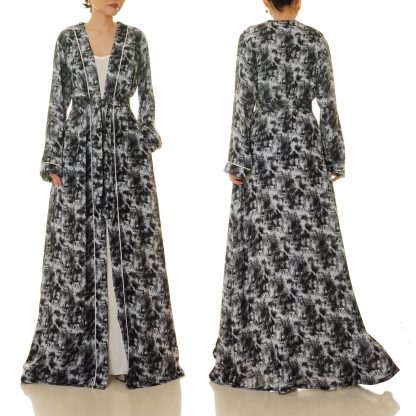 Ink shadow cloud pattern lace-up robe outer wear - Image 7