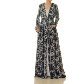 Ink shadow cloud pattern lace-up robe outer wear
