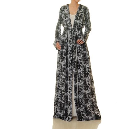 Ink shadow cloud pattern lace-up robe outer wear