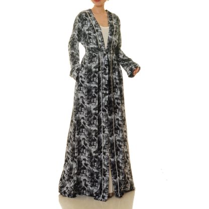 Ink shadow cloud pattern lace-up robe outer wear - Image 5