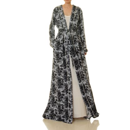 Ink shadow cloud pattern lace-up robe outer wear - Image 4