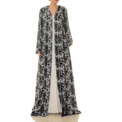 Ink shadow cloud pattern lace-up robe outer wear - Image 3