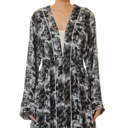 Ink shadow cloud pattern lace-up robe outer wear - Image 2