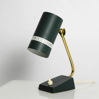Dark green cylindrical table lamp