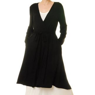 Jet Black Pocket Wrap Dress