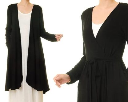 Jet Black Pocket Wrap Dress - Image 3
