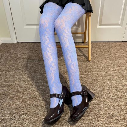 Fresh light blue lace tights