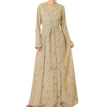 Light apricot floral lace-up robe - Image 7