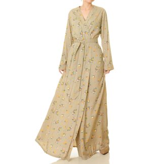 Light apricot floral lace-up robe