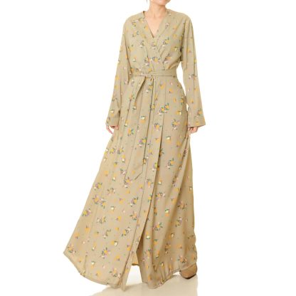 Light apricot floral lace-up robe