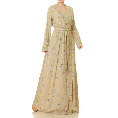 Light apricot floral lace-up robe - Image 5