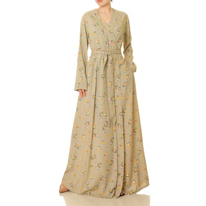 Light apricot floral lace-up robe - Image 4
