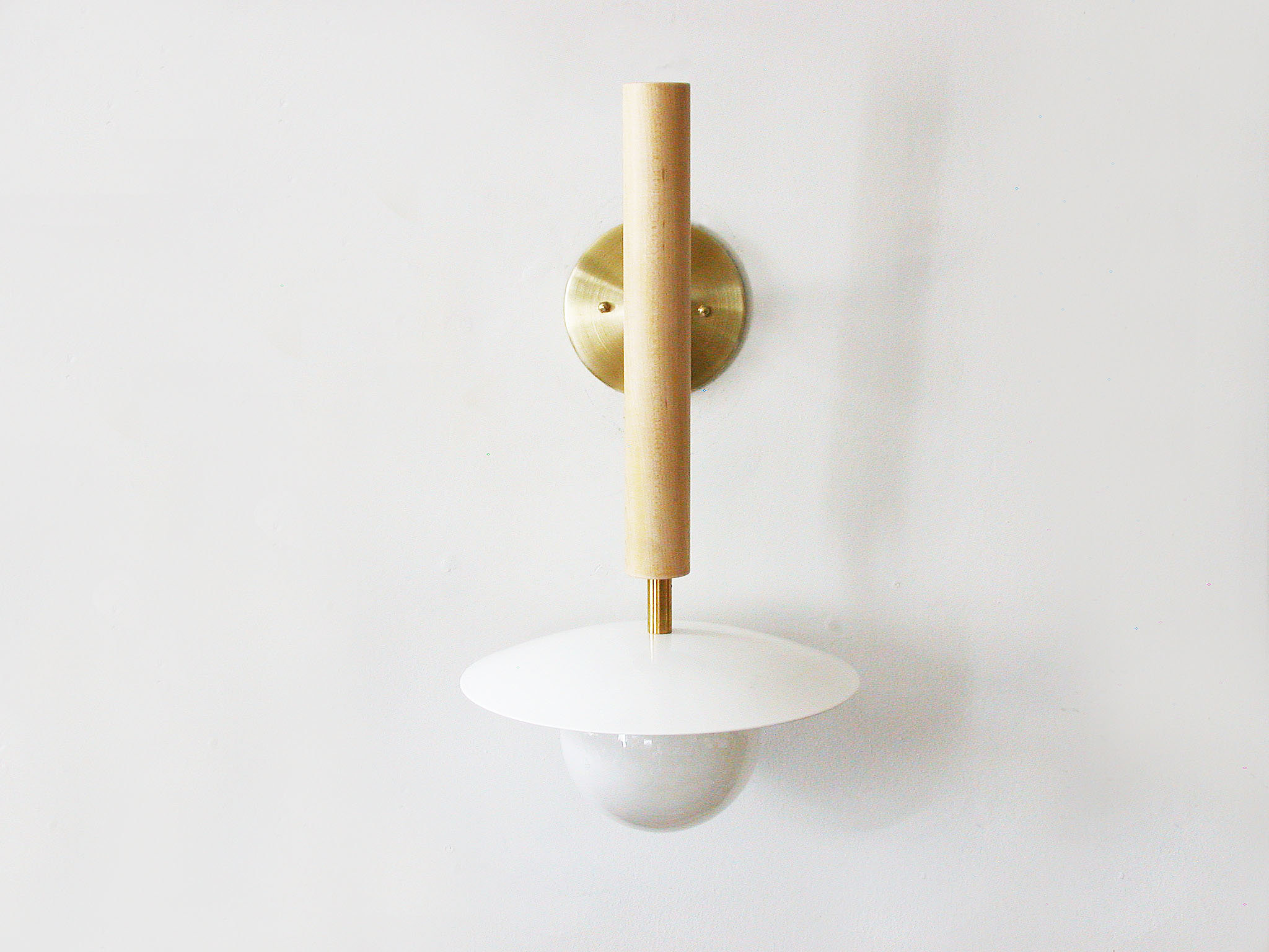 Maple wood pole dish spherical wall lamp - Image 5