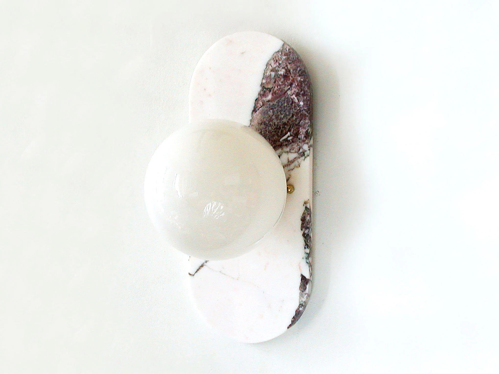 Marble panel milky white spherical wall lamp - Image 2