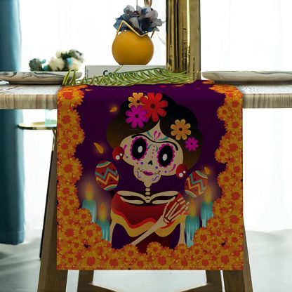 Mariachi Sugar Skull Table Runner - Image 3