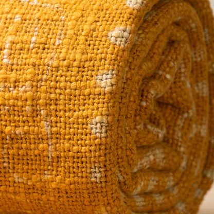 Marigold spiral striped fringed woven throw blanket - Image 3
