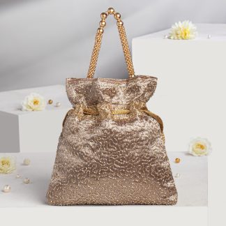 Metallic Champagne Textured Potli Bag