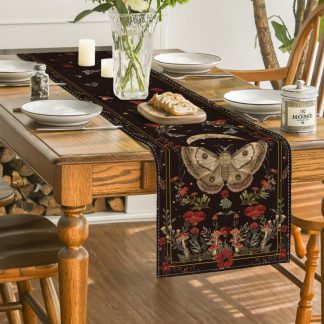 Midnight Moth and Moon Table Runner