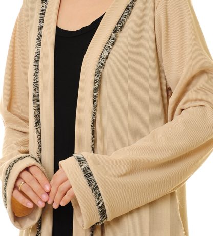 Milk apricot gold-trimmed color-blocked lace-up robe - Image 8