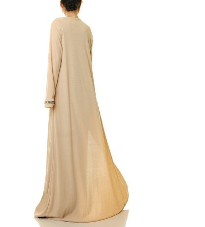 Milk apricot gold-trimmed color-blocked lace-up robe - Image 3