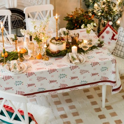 Minimalist Festive Tree Pattern Tablecloth - Image 7