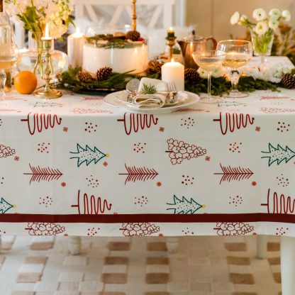 Minimalist Festive Tree Pattern Tablecloth - Image 5