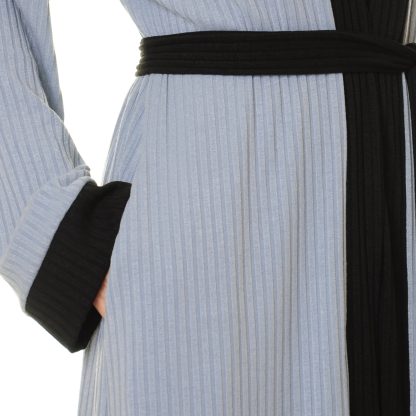 Mist blue striped double-breasted tie-dress robe - Image 7