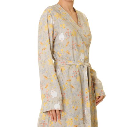 Misty Gray Floral Wrap Long Dress - Image 8