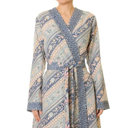 Misty blue ripple front tie robe outer wear - Image 7
