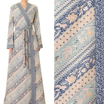 Misty blue ripple front tie robe outer wear - Image 6