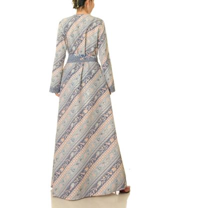 Misty blue ripple front tie robe outer wear - Image 4