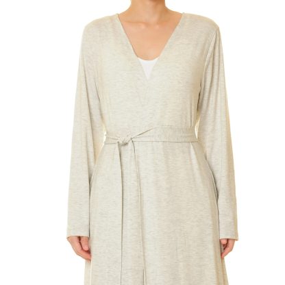 Misty light grey pocket tie robe outerwear - Image 4