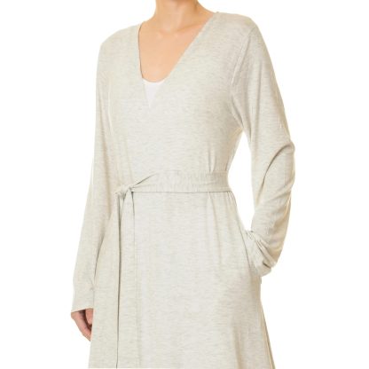 Misty light grey pocket tie robe outerwear - Image 3