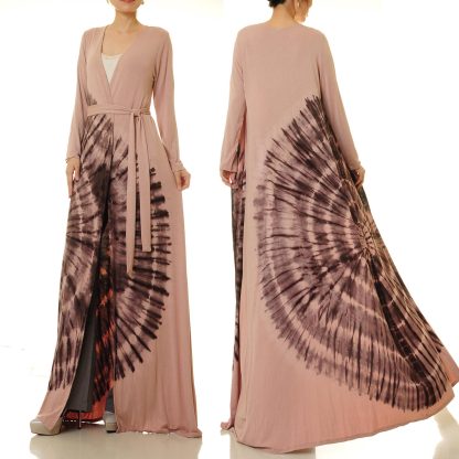 Misty pink halo lace-up robe outer wear - Image 6