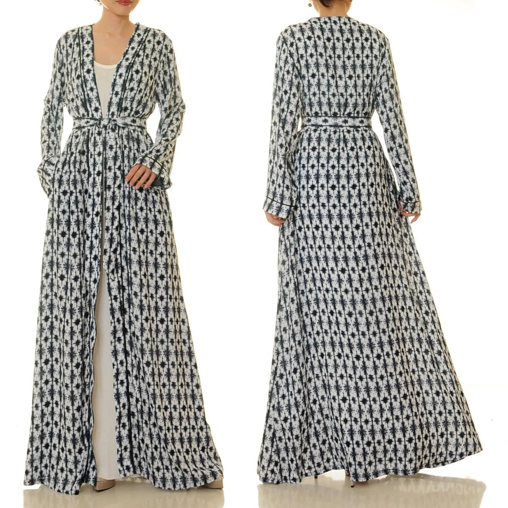 Mo Lingying geometric print lace-up robe outerwear - Image 6