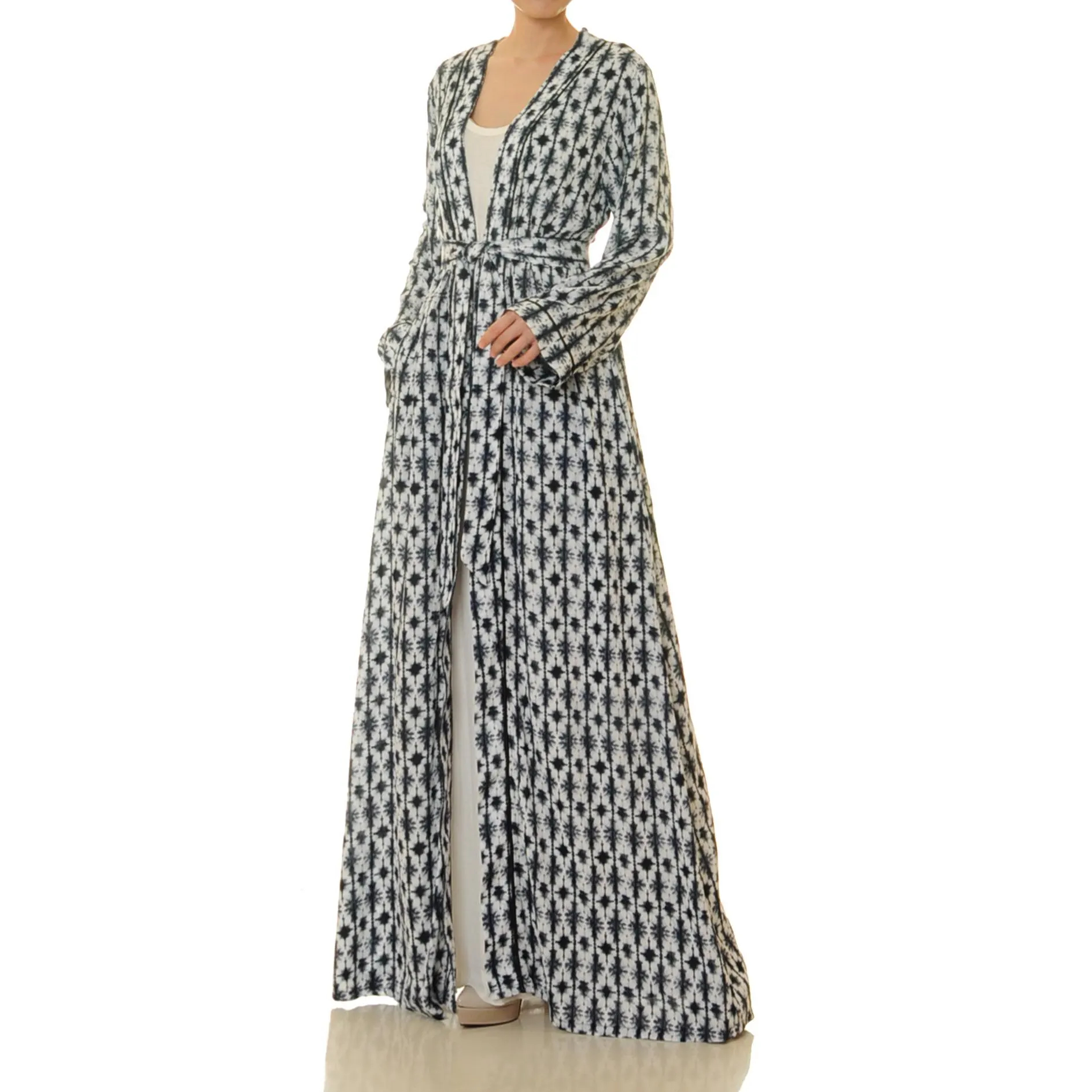 Mo Lingying geometric print lace-up robe outerwear - Image 5