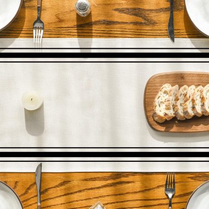 Modern black striped border table runner - Image 3