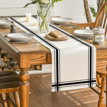 Modern black striped border table runner - Image 2