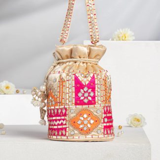 Multicolor Patchwork Mirrored Potli Bag