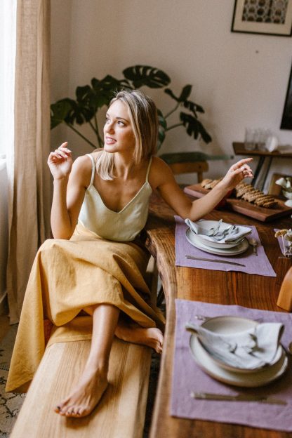 Mustard linen maxi skirt - Image 5
