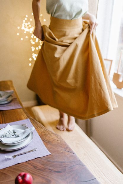Mustard linen maxi skirt - Image 4