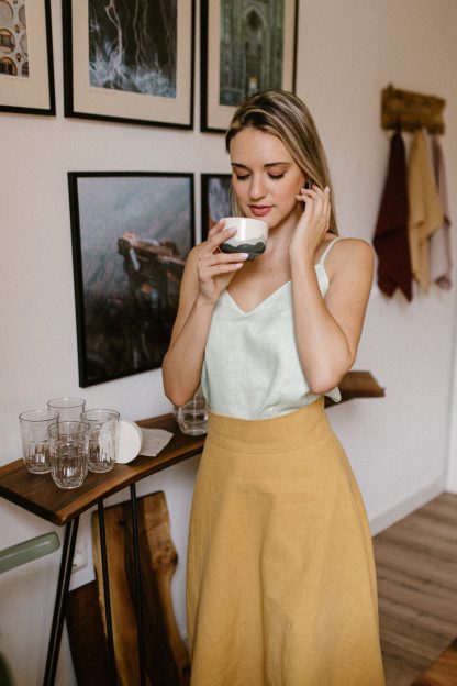Mustard linen maxi skirt - Image 3