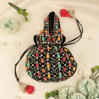 Navy Multicolor Cabochon Bag