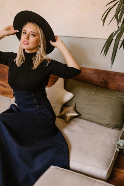 Navy blue high waist maxi skirt - Image 5