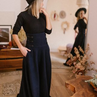 Navy blue high waist maxi skirt