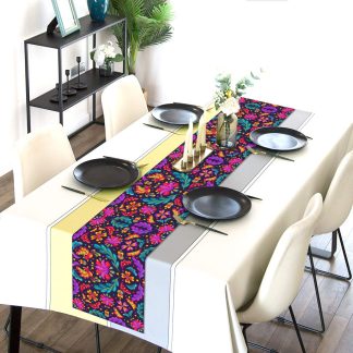 Neon Folk Floral Table Runner