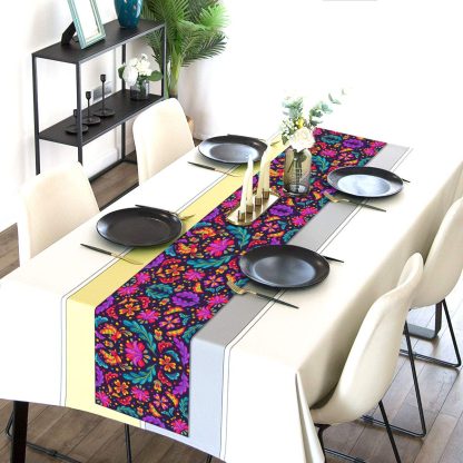 Neon Folk Floral Table Runner