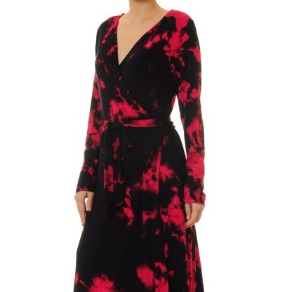 Night Flame Cloud Dyed Lace-Up Wrap Maxi Dress - Image 7