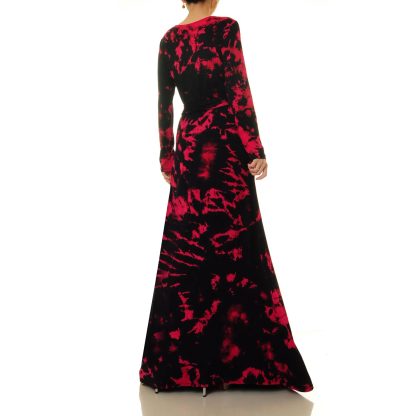 Night Flame Cloud Dyed Lace-Up Wrap Maxi Dress - Image 2
